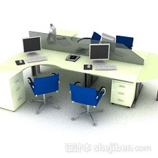现代简约办公桌椅组合3d模型下载