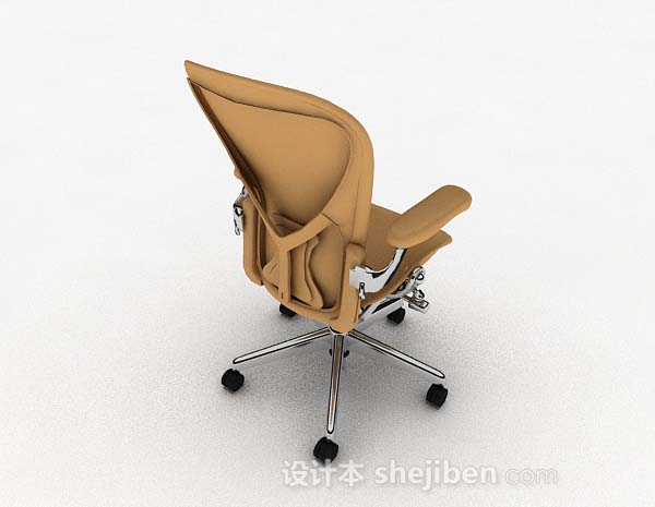 设计本棕色简约办公椅子3d模型下载