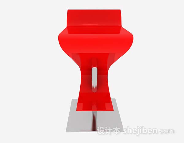 现代风格个性简约红色吧台椅3d模型下载