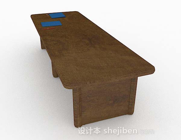 设计本简单木质棕色办公桌3d模型下载