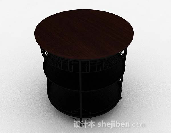 现代风格木质圆形茶几3d模型下载