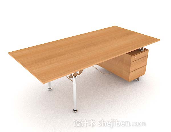 现代黄色木质办公桌3d模型下载