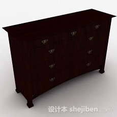 中式复古棕色柜子3d模型下载