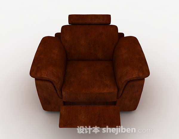 现代风格现代深棕色单人沙发3d模型下载