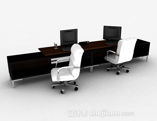 现代木质办公桌椅3d模型下载