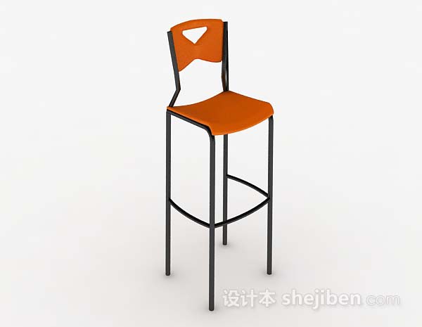 现代休闲橙色吧台椅3d模型下载