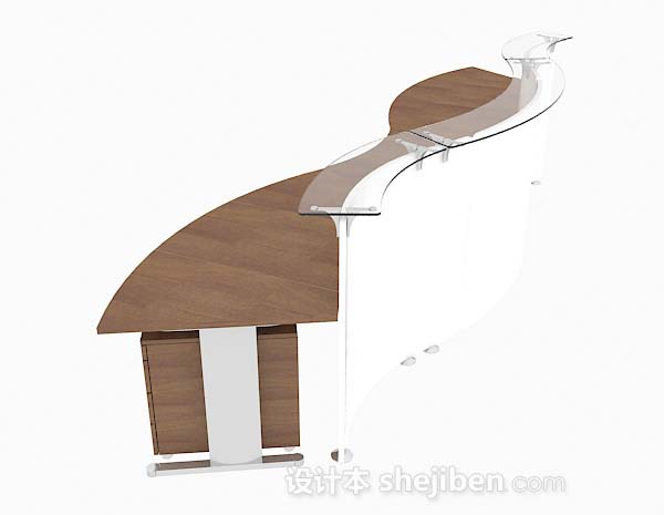 设计本现代木质简单多人办公桌3d模型下载