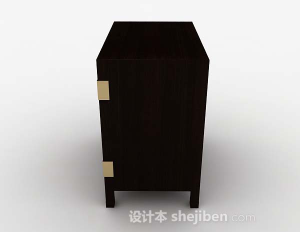 设计本中式棕色木质储物柜3d模型下载