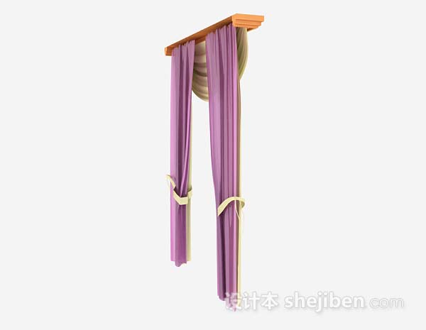 设计本紫黄色窗帘3d模型下载