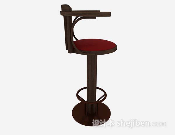 免费休闲木质棕色吧台椅3d模型下载
