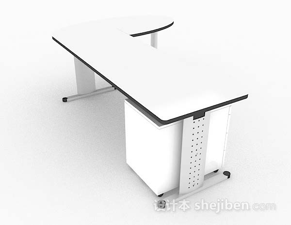 现代风格现代白色简约办公桌3d模型下载