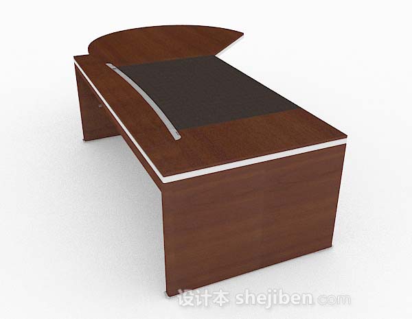 免费棕色简约木质办公桌3d模型下载