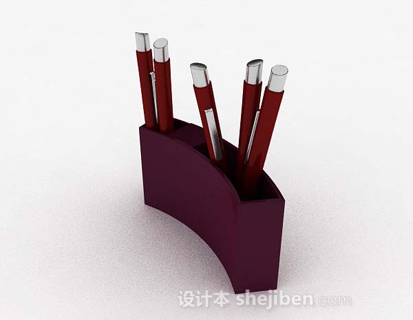 现代风格紫色简约笔筒3d模型下载