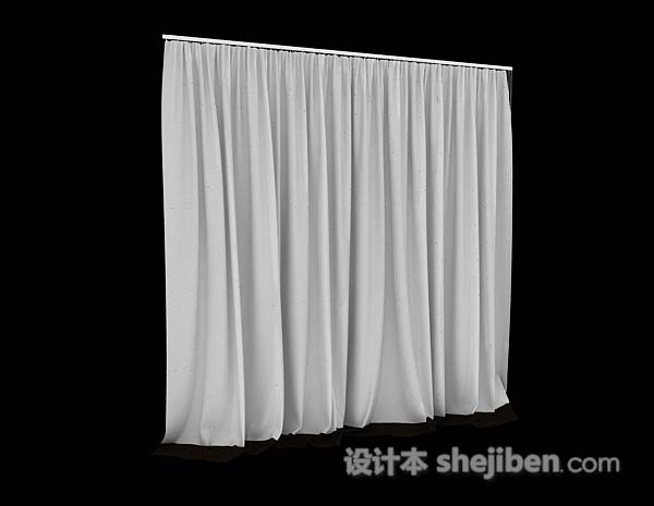 现代风格简单白色窗帘3d模型下载