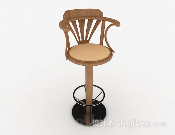 现代风格棕色木质高脚椅3d模型下载