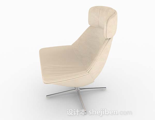免费米棕色简约休闲椅子3d模型下载