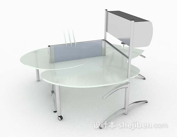 免费现代简约绿色办公桌3d模型下载