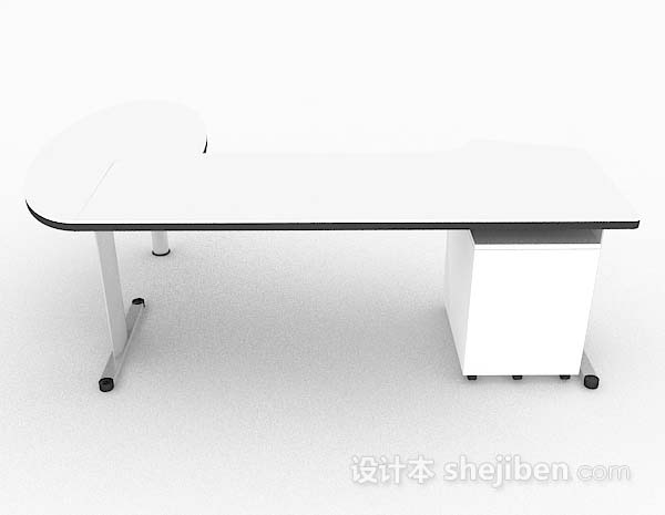 设计本现代白色简约办公桌3d模型下载