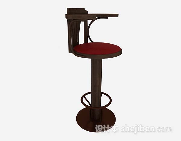 现代风格休闲木质棕色吧台椅3d模型下载