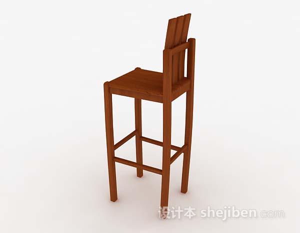 设计本简单木质棕色吧台椅3d模型下载
