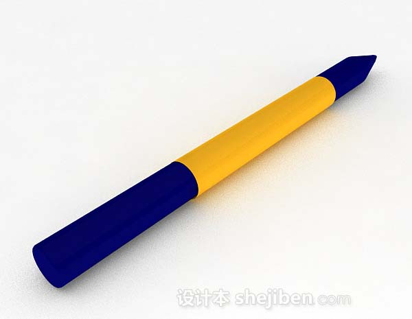 蓝黄色笔3d模型下载