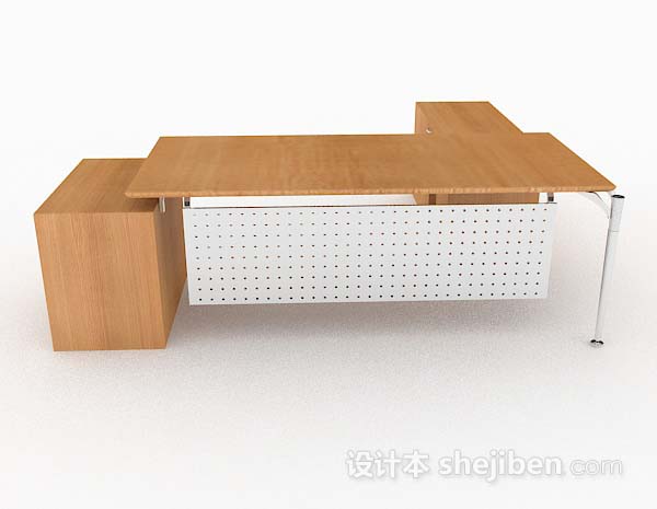 设计本黄色木质办公桌子3d模型下载