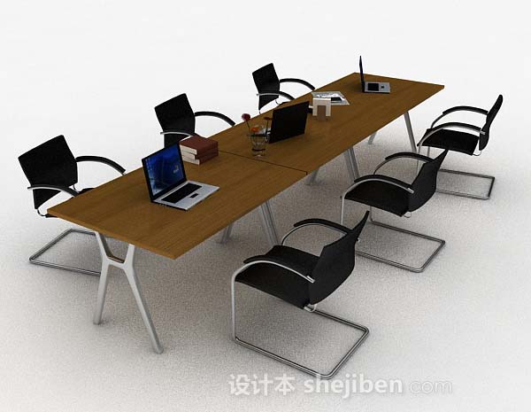 设计本现代简约办公桌椅3d模型下载
