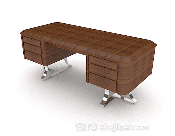 现代风格书房木质个性书桌3d模型下载