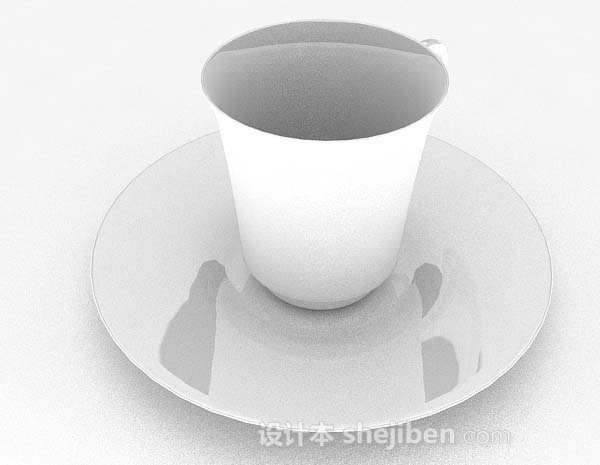 现代风格白色咖啡杯子3d模型下载