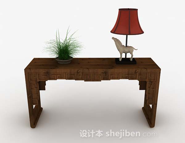 现代风格棕色木质桌子3d模型下载