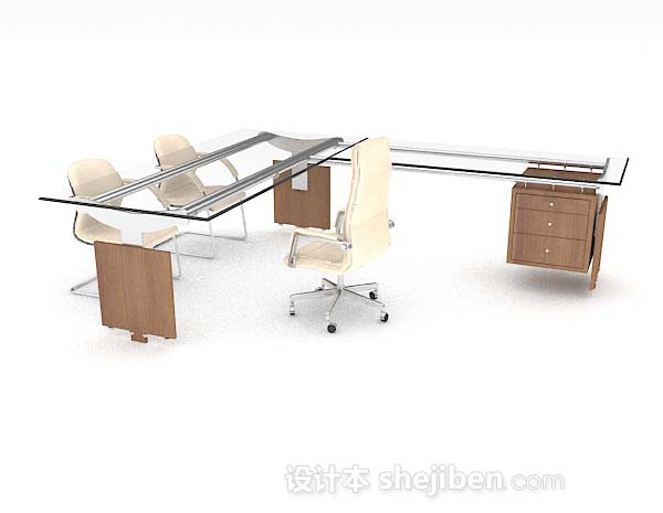 现代风格办公桌椅3d模型下载
