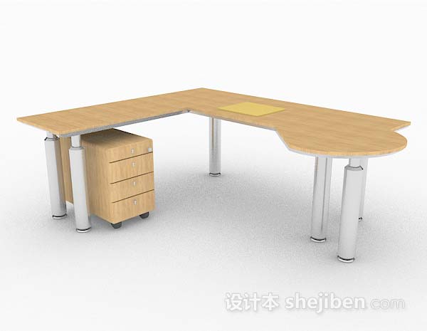 现代简约黄色办公桌3d模型下载