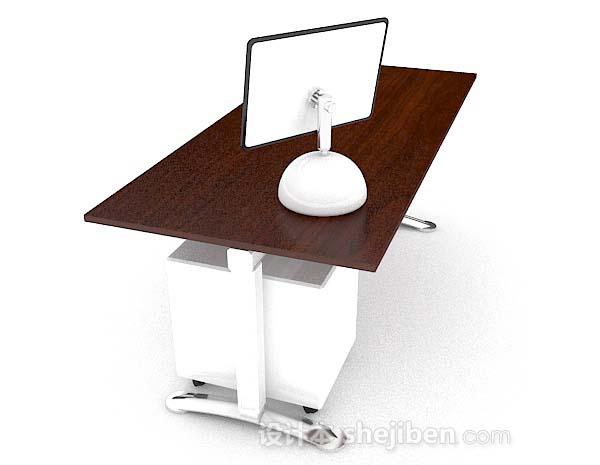 设计本现代简约棕色木质书桌3d模型下载