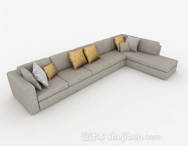 现代家居灰色多人沙发3d模型下载
