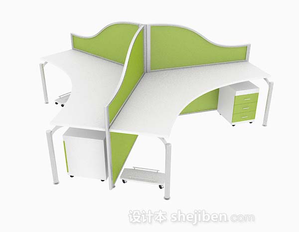 设计本绿色简约办公桌3d模型下载