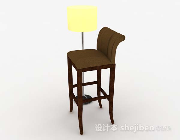 免费木质高脚休闲椅3d模型下载