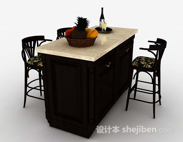 设计本现代家居餐桌椅组合3d模型下载