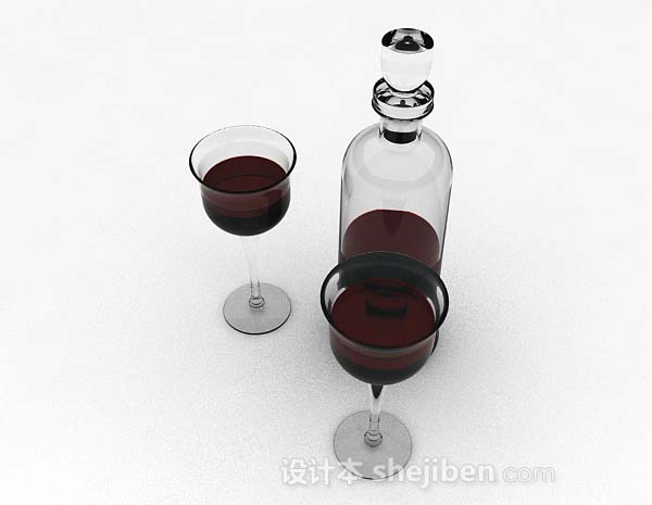 现代风格红酒玻璃杯3d模型下载