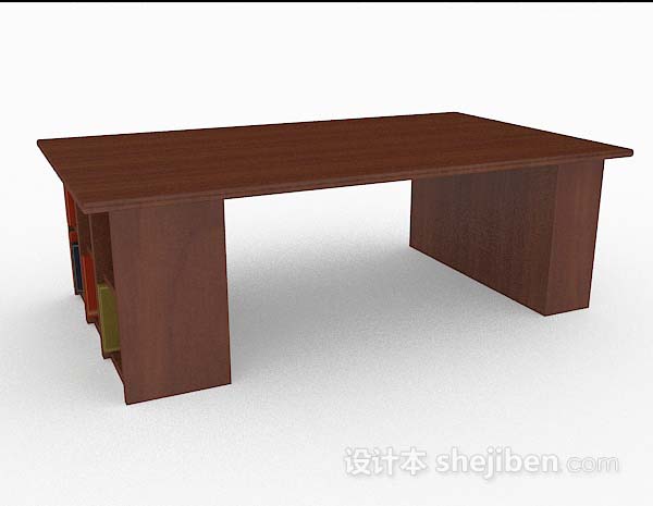 免费棕色木质大书桌3d模型下载