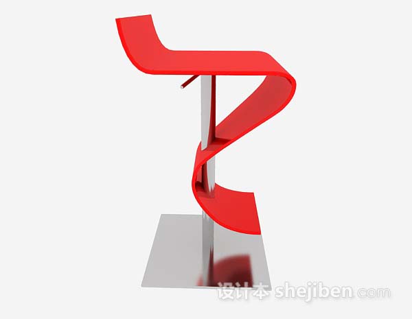设计本个性简约红色吧台椅3d模型下载