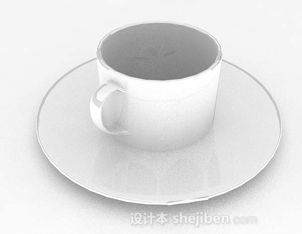 免费白色咖啡杯3d模型下载