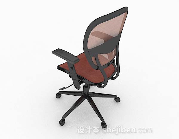 设计本暗红色办公椅3d模型下载