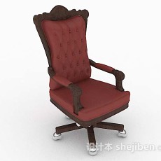 欧式红色家居椅子3d模型下载