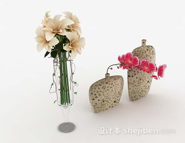 现代风格室内花朵摆设3d模型下载