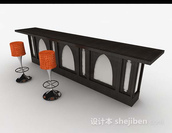 黑色吧台桌椅组合3d模型下载