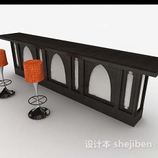 黑色吧台桌椅组合3d模型下载