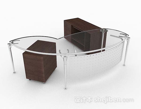 现代简约玻璃办公桌3d模型下载