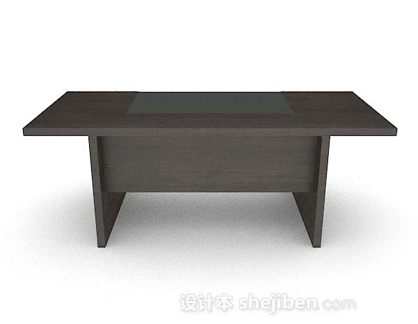设计本深棕色实木办公桌3d模型下载