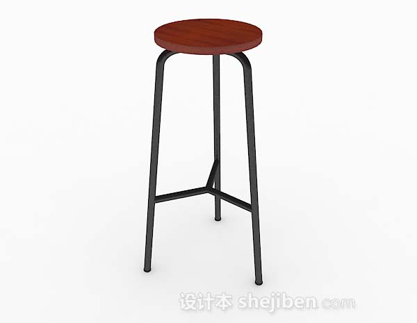 现代风格简约木质圆形吧台凳3d模型下载