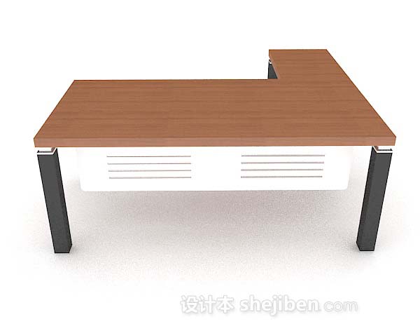 免费现代棕色简单木质书桌3d模型下载